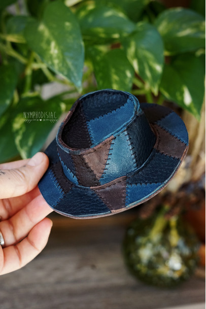 Minifee Patchy Leather Hat Minifee Patchy Leather Hat